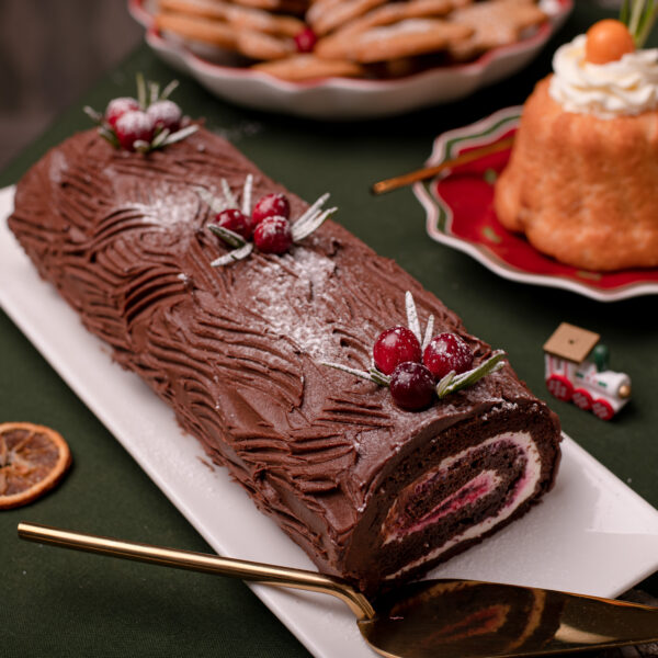 Šokoladinis vyniotinis su spanguolėmis